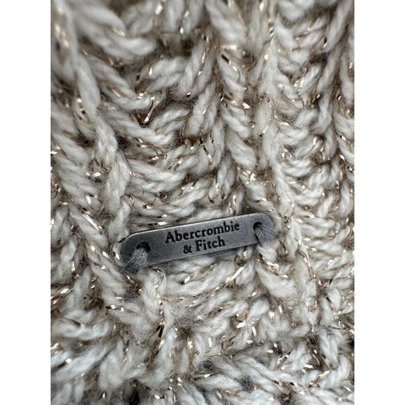 Abercrombie & Fitch Open Knit Gold Metallic Sweater Beige Women's Size S - Picture 6 of 10
